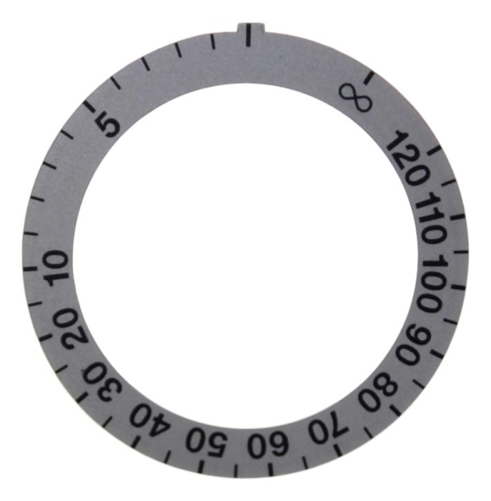 Symbol für Knebel Zeit 120min. Ø 59 mm silber/schwarz