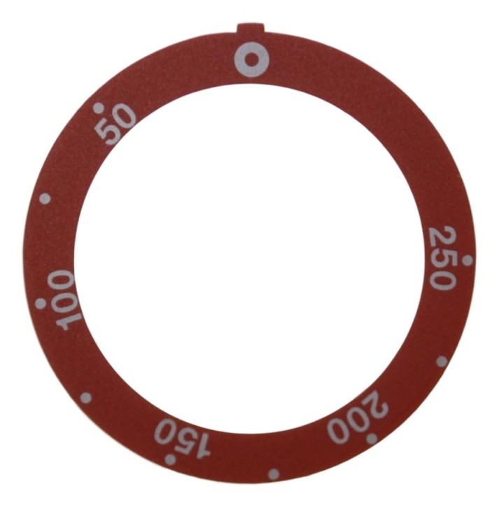 Symbol für Knebel 50-250°C Ø 59 mm rot/weiß