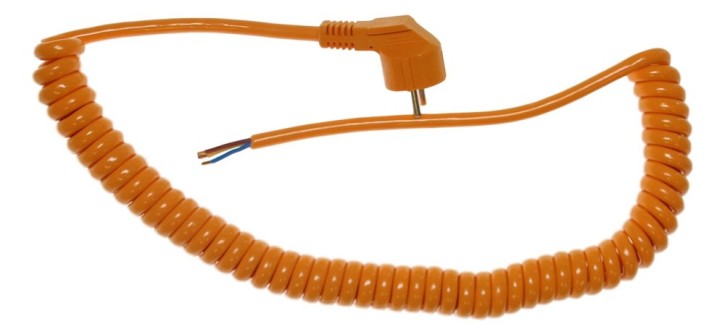 Spiralkabel mit Stecker Orange 1.5 mm² 500mm